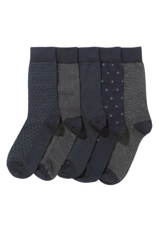 Blue Mix Pattern Socks Five Pack